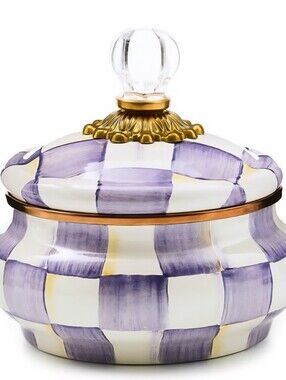 NEW!!! MacKenzie- Childs Violet Check Squashed Pot